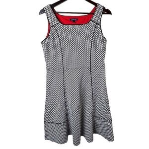 Lands End Womens Square Neck Sleeveless Geometric Print Sheath Dress Size 10